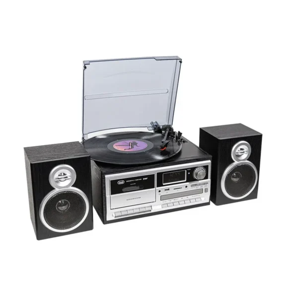 Trevi DAB+ STEREO TURNTABLE 25W WIRELESS USB SD AUX-IN CASSETTE ENCODING TT 1072 DAB BLACK