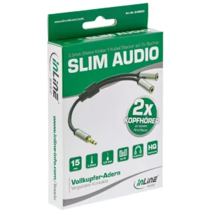 InLine S-99250 audio cable 0.15 m 3.5mm 2 x 3.5mm Black, Silver