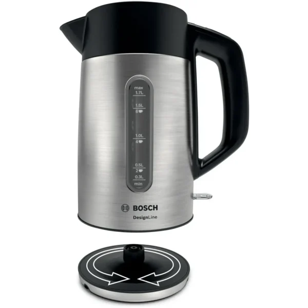 Bosch TWK4P440GB electric kettle 1.7 L 3000 W Black, Stainless steel