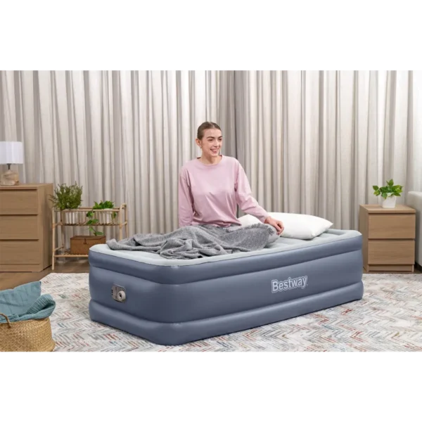 Bestway Tritech Air Mattress Twin with Built-in AC Pump and Antimicrobial Coating 1.91 m x 97 cm x 51 cm