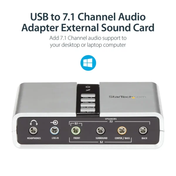 StarTech.com 7.1 USB Audio Adapter External Sound Card with SPDIF Digital Audio