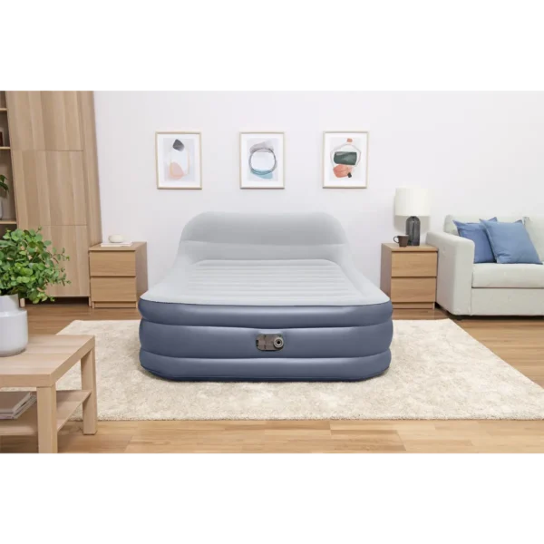 Bestway Tritech SleekFlow Headboard Air Mattress Queen with Built-in AC Pump and Antimicrobial Coating 2.26 m x 1.52 m x 84 cm
