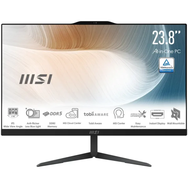 MSI Modern AM242 1M-1082FR Intel Core 5 120U 60.5 cm (23.8″) 1920 x 1080 pixels All-in-One PC 16 GB DDR5-SDRAM 512 GB SSD Windows 11 Pro Wi-Fi 6E (802.11ax) Black