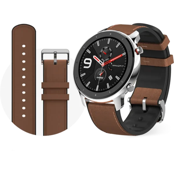 Amazfit GTR 47mm 3.53 cm (1.39″) AMOLED Digital 454 x 454 pixels Touchscreen Stainless steel GPS (satellite)