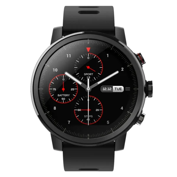 Amazfit Stratos 3.4 cm (1.34″) LCD 48 mm Digital 320 x 300 pixels Touchscreen Black Wi-Fi GPS (satellite)
