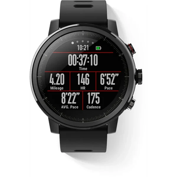 Amazfit Stratos 3.4 cm (1.34″) LCD 48 mm Digital 320 x 300 pixels Touchscreen Black Wi-Fi GPS (satellite)