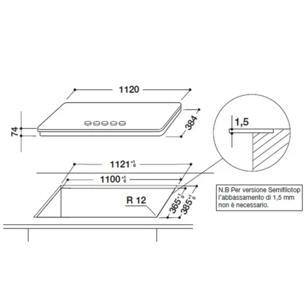 Whirlpool AKM 299/IX hob Stainless steel Built-in Gas 4 zone(s)