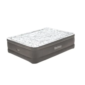 Bestway Tritech Fashion Flock Air Mattress Queen with Built-in AC Pump and Antimicrobial Coating 2.03 m x 1.52 m x 56 cm