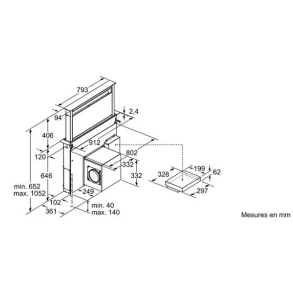 Siemens LD97AA670 cooker hood Downdraft Stainless steel 750 m³/h