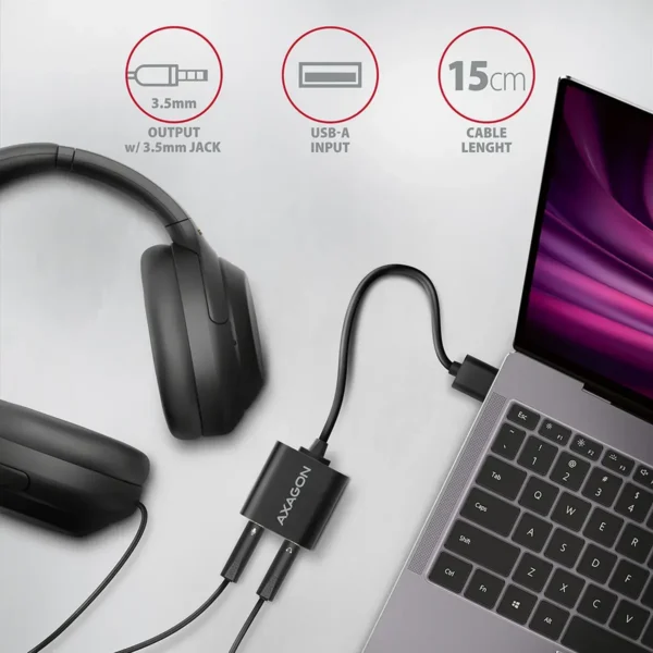 Axagon ADA-12 USB 2.0 Stereo Audio Mini-Adapter 15 cm Kabellänge – Kabel – Audio/Multimedia 2.0 channels