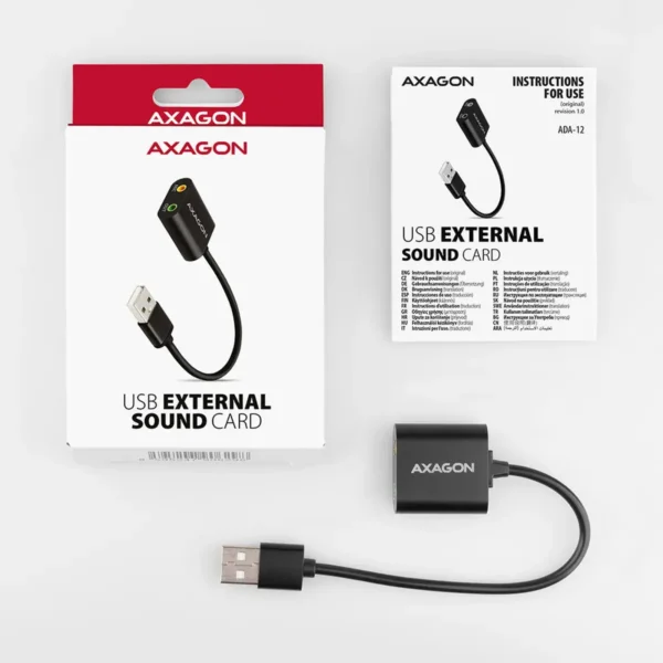 Axagon ADA-12 USB 2.0 Stereo Audio Mini-Adapter 15 cm Kabellänge – Kabel – Audio/Multimedia 2.0 channels