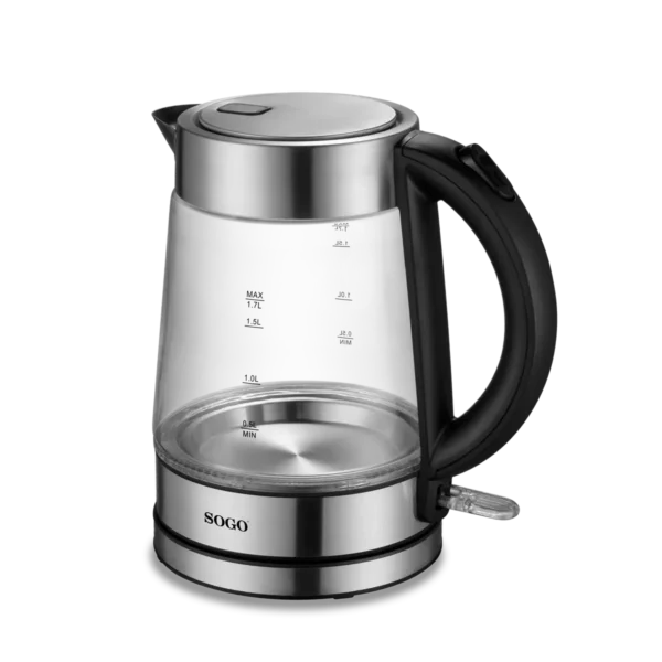 Sogo KET-SS-5797 electric kettle 1.7 L 2200 W Black, Stainless steel
