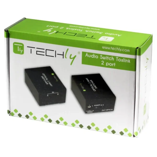 Techly Switch Audio Toslink 2 ports with IR Remote Control IDATA TOS-SW2