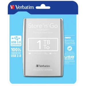 Verbatim Store ‘n’ Go USB 3.0 Portable Hard Drive 1TB Silver