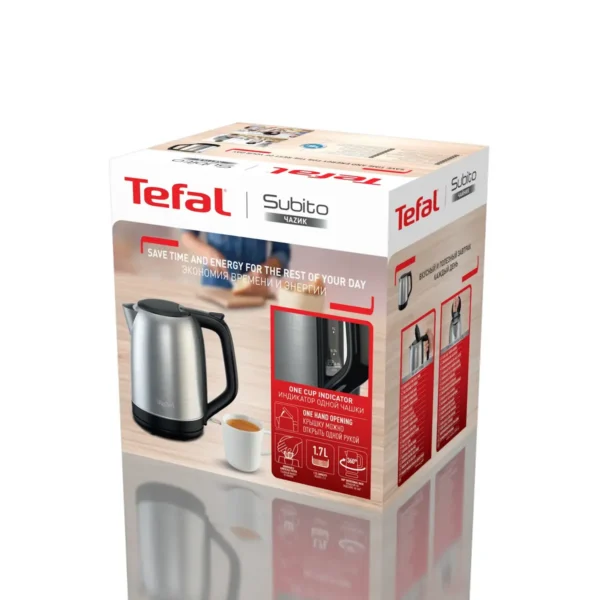 Tefal Subito KO5S0DE0 electric kettle 1.7 L 2400 W Black, Stainless steel