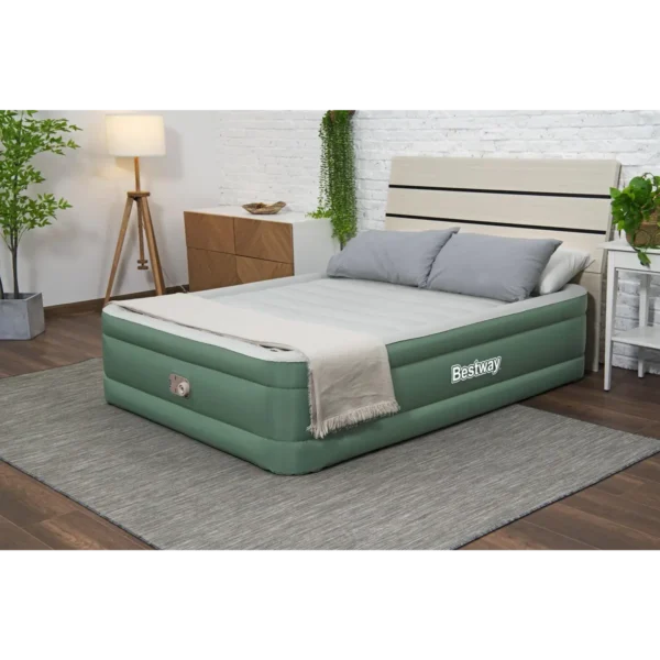 Bestway ToughLite TPU Queen Air Mattress Queen with Built-in AC Pump 2.03 m x 1.52 m x 46 cm