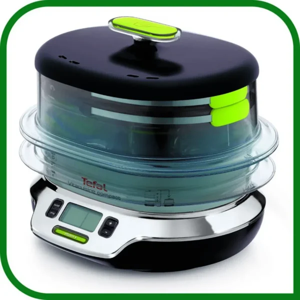 Tefal VS4003 steam cooker 3 basket(s) Freestanding 1800 W Black, Green, Metallic, Transparent