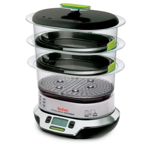 Tefal VS4003 steam cooker 3 basket(s) Freestanding 1800 W Black, Green, Metallic, Transparent