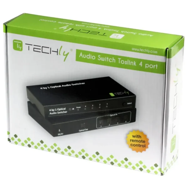 Techly Switch Audio Toslink 4 ports with IR Remote Control IDATA TOS-SW4