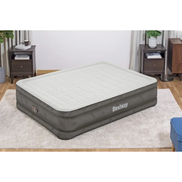 Bestway Fortech Air Mattress Queen with Built-in AC Pump and Antimicrobial Coating 2.03 m x 1.52 m x 46 cm