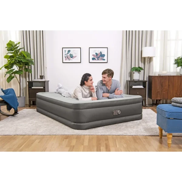 Bestway Fortech Air Mattress Queen with Built-in AC Pump and Antimicrobial Coating 2.03 m x 1.52 m x 46 cm