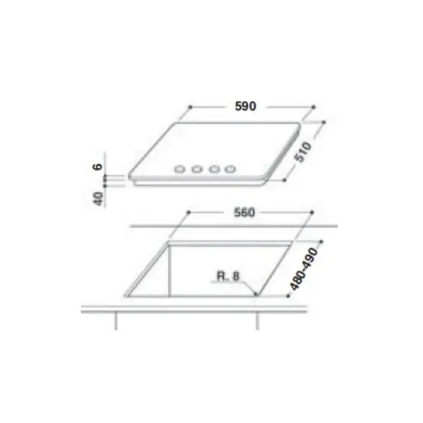 Whirlpool GOS 6413/NB hob Black Built-in Gas 4 zone(s)
