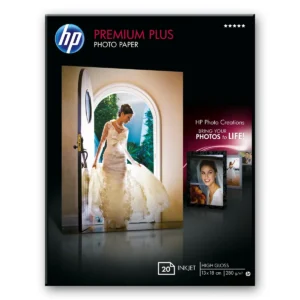 HP Premium Plus High-gloss Photo Paper-20 sht/13 x 18 cm borderless White