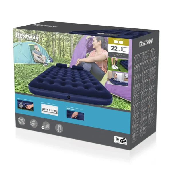 Bestway Air Mattress Queen with Manual Hand Pump 2.03 m x 1.52 m x 22 cm