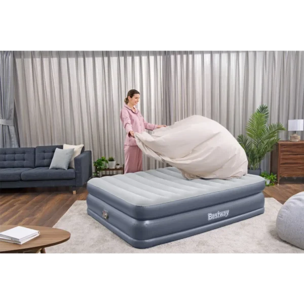 Bestway Tritech QuadComfort Air Mattress Queen with Built-in AC Pump and Antimicrobial Coating 2.03 m x 1.52 m x 51 cm
