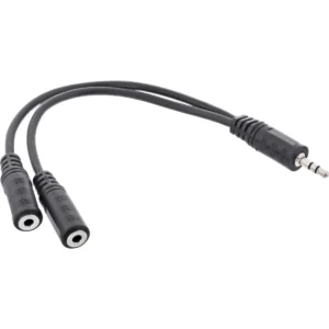 InLine Jack Y cable, , 3.5mm male / 2x 3.5mm female, Stereo, 1.8m