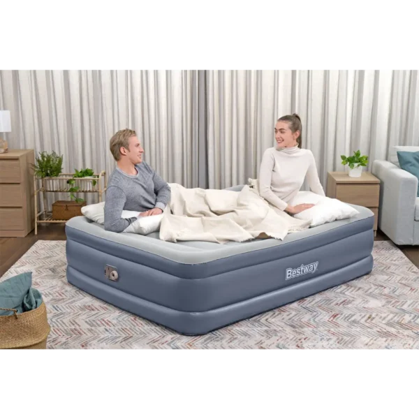 Bestway Tritech Air Mattress Queen with Built-in AC Pump and Antimicrobial Coating 2.03 m x 1.52 m x 51 cm