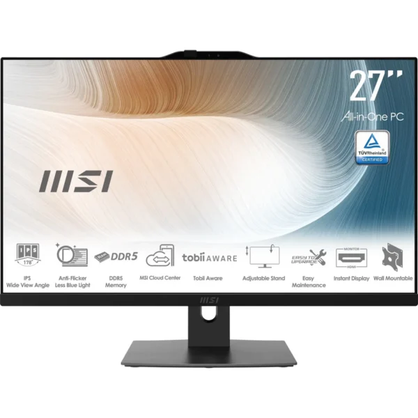 MSI Modern AM272P 1M-836DE Intel Core 5 120U 68.6 cm (27″) 1920 x 1080 pixels All-in-One PC 8 GB DDR5-SDRAM 512 GB SSD Windows 11 Pro Wi-Fi 6E (802.11ax) Black