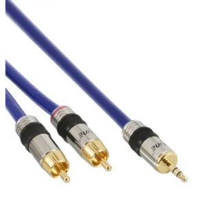 InLine Audio Cable Premium 2x RCA male / 3.5mm male gold plated 10m
