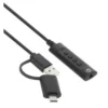 Manhattan USB-C & USB-A to 3.5 mm Stereo Audio Aux Adapter Cable, 2-in-1, Male to Female, Cable 1m, Supports a Headset’s Mic and Audio Function, CTIA Standard, Volume and Mute Control, Black