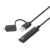 Manhattan USB-C & USB-A to 3.5 mm Stereo Audio Aux Adapter Cable, 2-in-1, Male to Female, Cable 1m, Supports a Headset’s Mic and Audio Function, CTIA Standard, Volume and Mute Control, Black