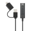 Manhattan USB-C & USB-A to 3.5 mm Stereo Audio Aux Adapter Cable, 2-in-1, Male to Female, Cable 1m, Supports a Headset’s Mic and Audio Function, CTIA Standard, Volume and Mute Control, Black
