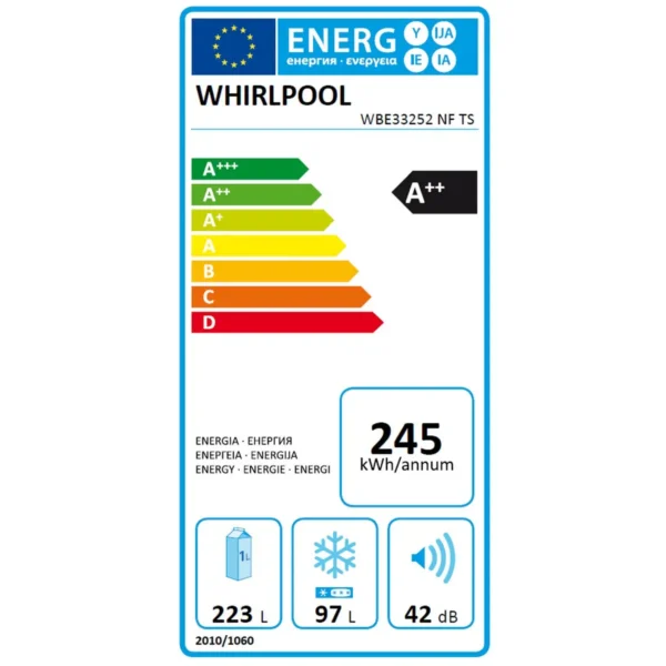Whirlpool WBE33252 NF TS fridge-freezer Freestanding 320 L Stainless steel
