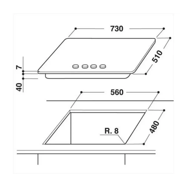 Whirlpool GMR 7541/IXL hob Stainless steel Built-in Gas 5 zone(s)