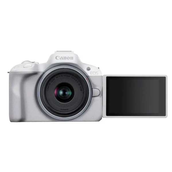 Canon EOS R50 Mirrorless Camera with 18-45mm Lens (White)