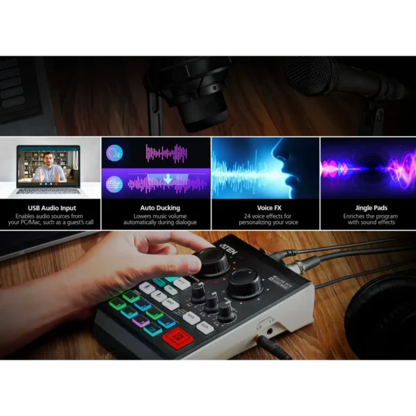 ATEN Podcast AI Audio Mixer | MicLIVE 6-CH