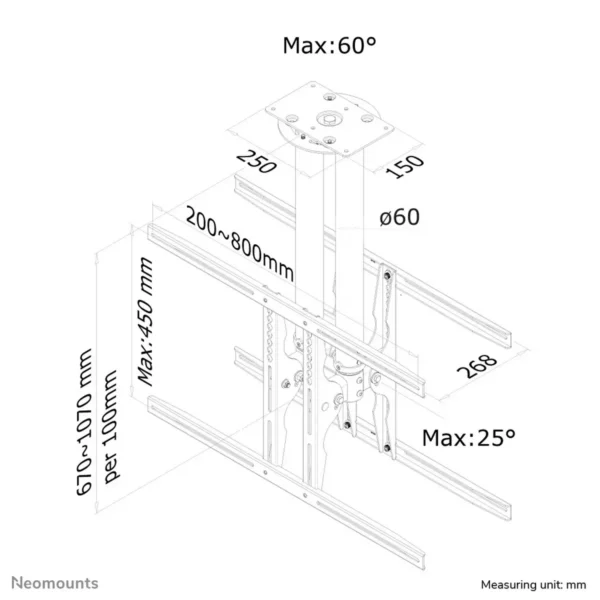 Neomounts PLASMA-C100D Dual monitor/TV mount ceiling 37-75″ – h 67-107 cm