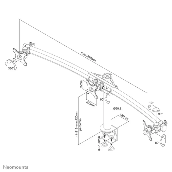 Neomounts FPMA-D700D3 Monitor arm 10-27″