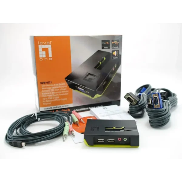 LevelOne 2-Port USB VGA KVM Switch, audio support