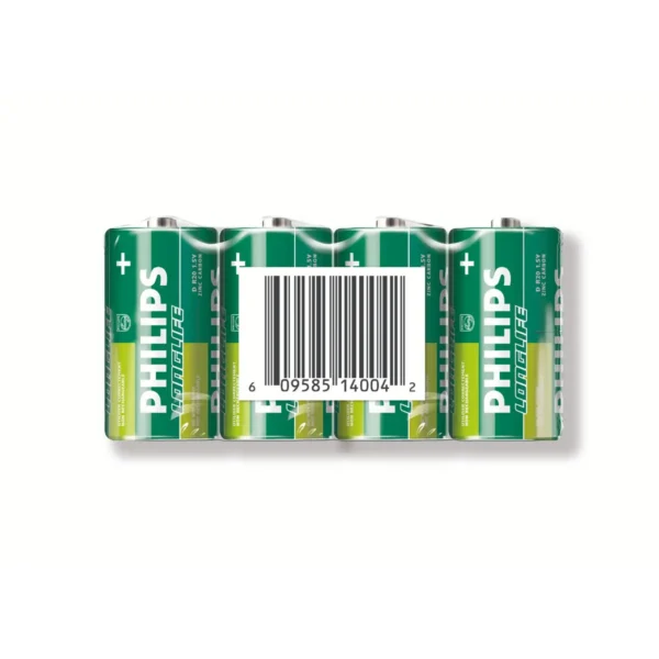 Philips LongLife R20LS4A D Zinc Carbon Battery