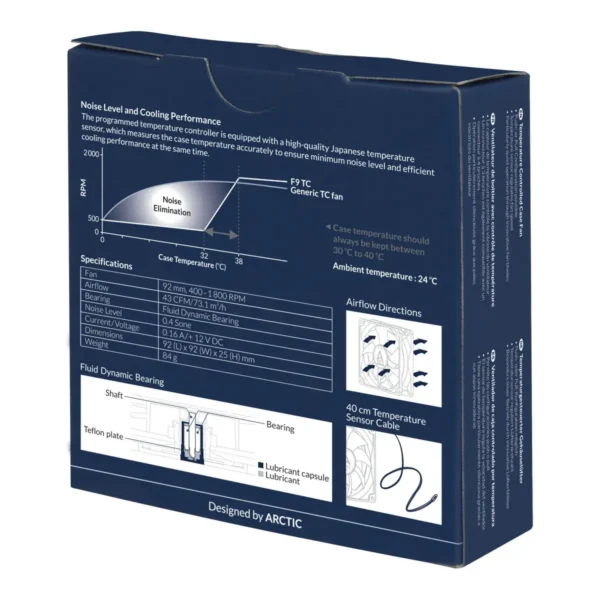 ARCTIC F9 TC – Pin Temperature-controlled fan with standard case