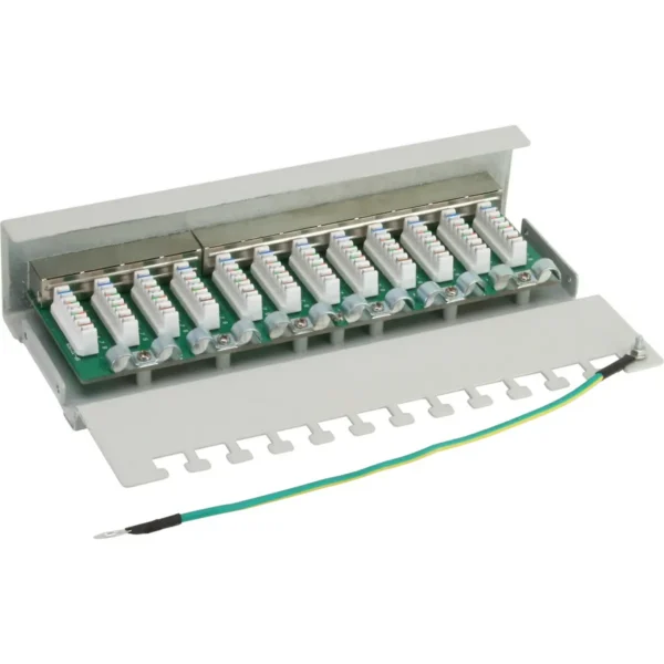 InLine Patch Panel Cat.5e table / wall assembly 12 Port light grey RAL7035