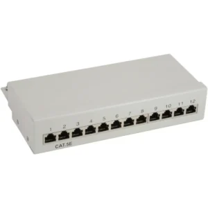 InLine Patch Panel Cat.5e table / wall assembly 12 Port light grey RAL7035