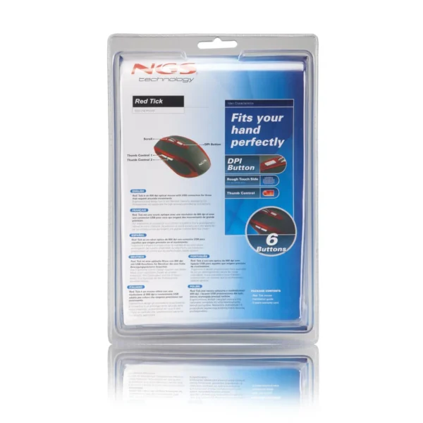 NGS Red tick mouse Office Right-hand USB Type-A Optical 800 DPI
