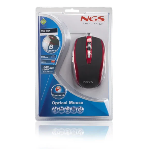 NGS Red tick mouse Office Right-hand USB Type-A Optical 800 DPI