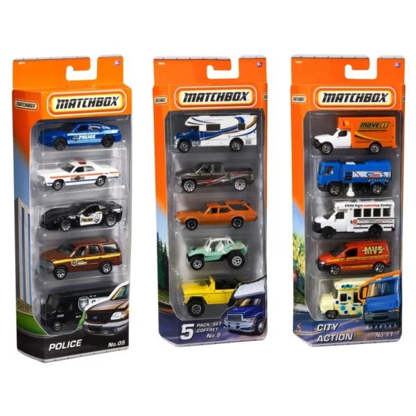 Matchbox 1:64 Scale Die-Cast Toy Cars or Trucks, Set of 5 (Styles May Vary)
